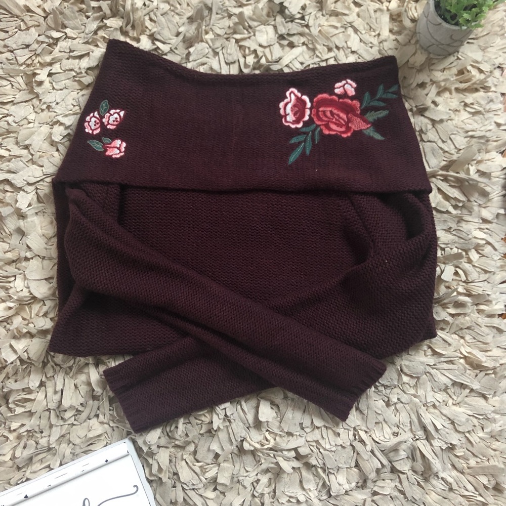 Floral Embroidered Off The Shoulder Top